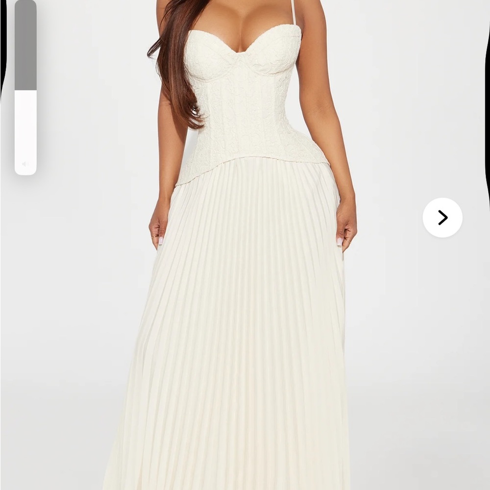 Fashion Nova Ivory Strapless Corset Maxi Dress